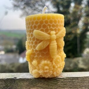 Embossed Honeybee Beeswax Candle