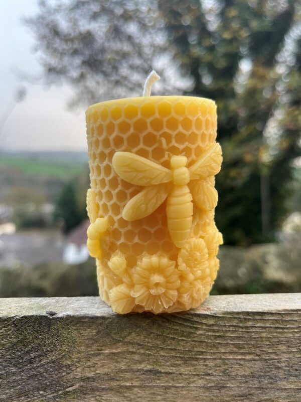 Embossed Honeybee Beeswax Candle